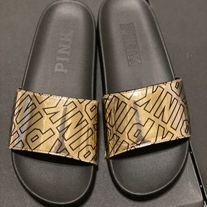 Victoria’s Secret PINK Silver Flip Flops